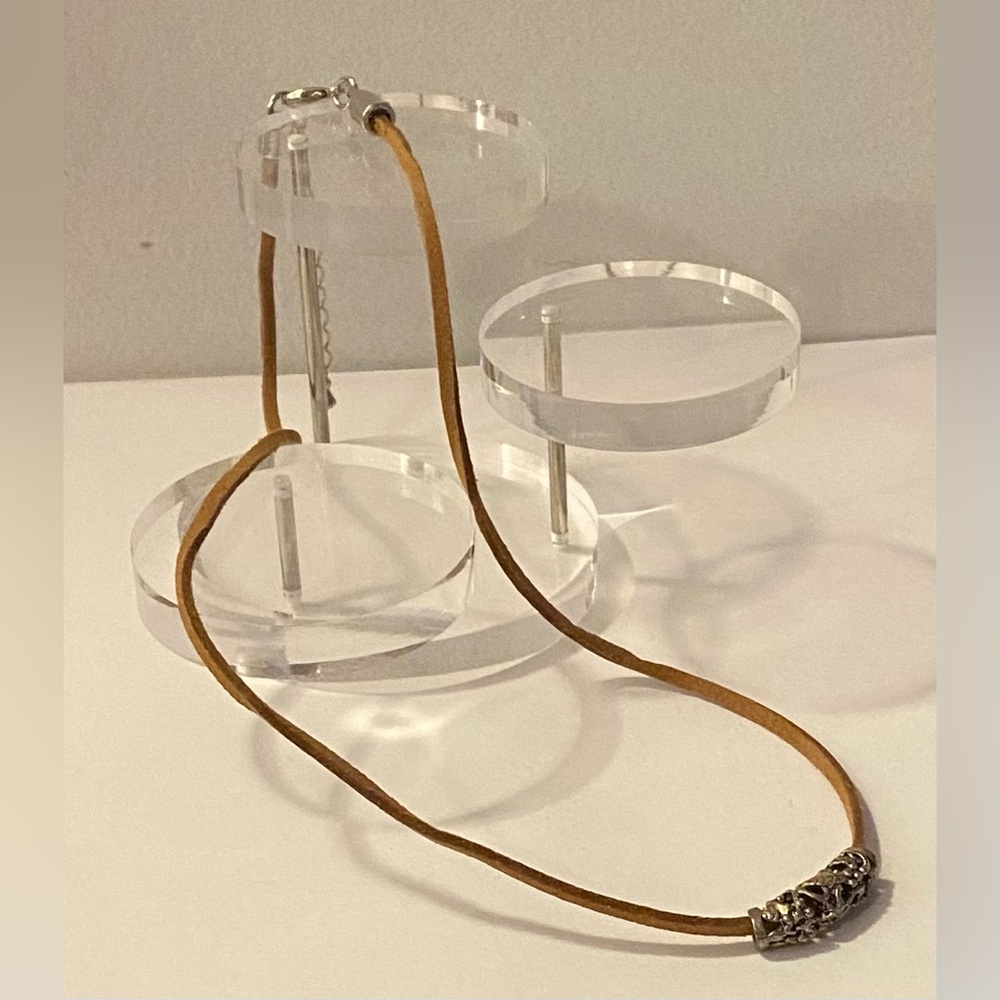 NEW!!! Handmade suede necklace with Tibetan Silver tube